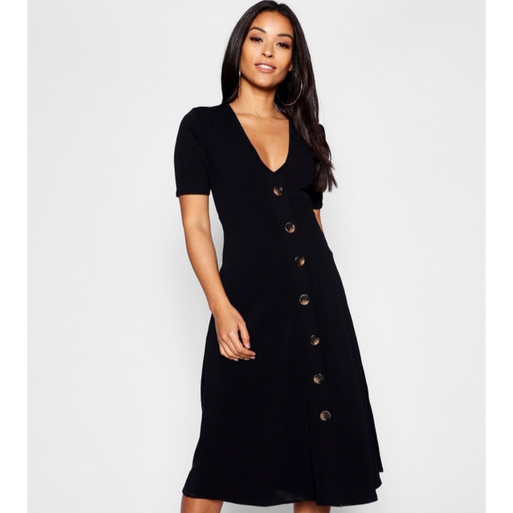 Boohoo Maternity Horn Button A Line Midi Dress
